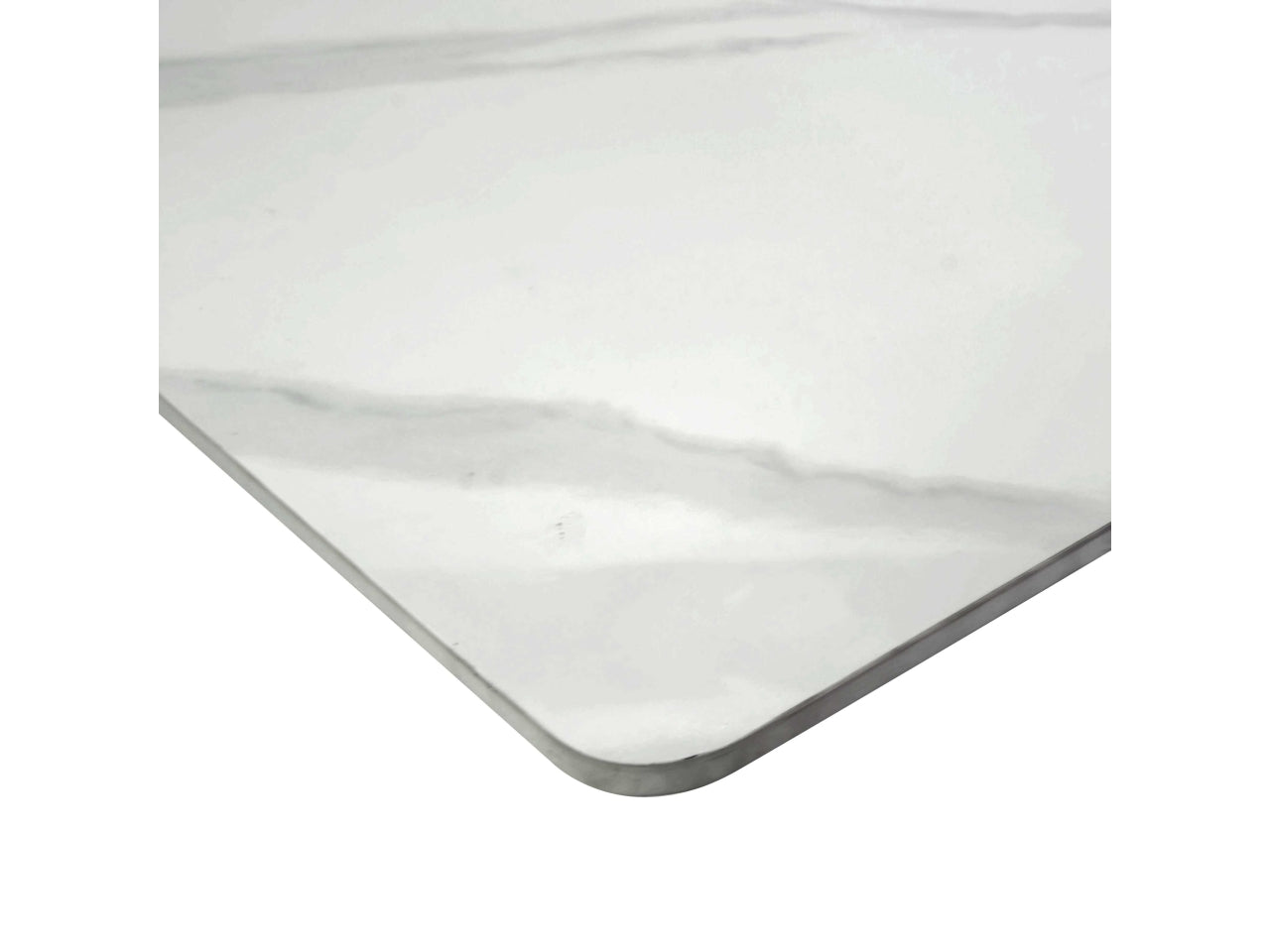 Tavolo metallo Pepper allungabile top bianco pietra sinterizzata 160/200x90xh.76cm