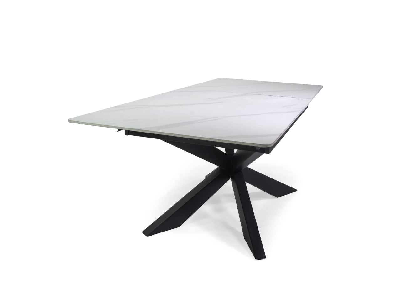 Tavolo metallo Pepper allungabile top bianco pietra sinterizzata 160/200x90xh.76cm