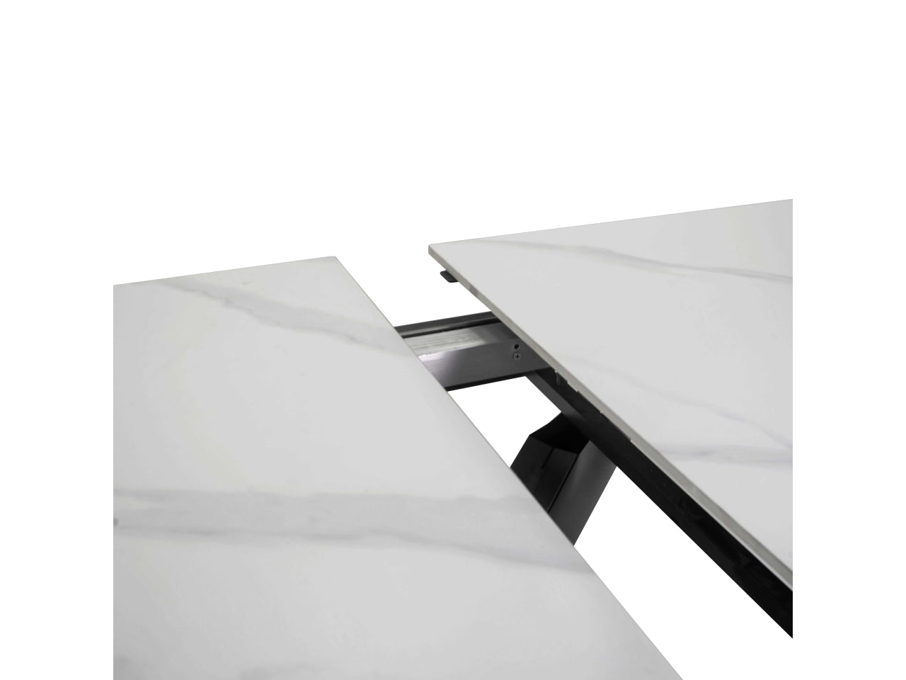 Tavolo metallo Pepper allungabile top bianco pietra sinterizzata 160/200x90xh.76cm