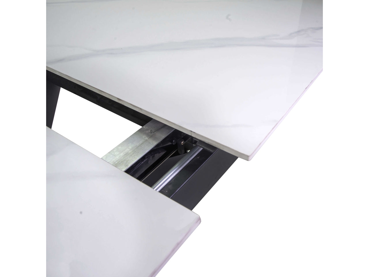 Tavolo metallo Pepper allungabile top bianco pietra sinterizzata 160/200x90xh.76cm