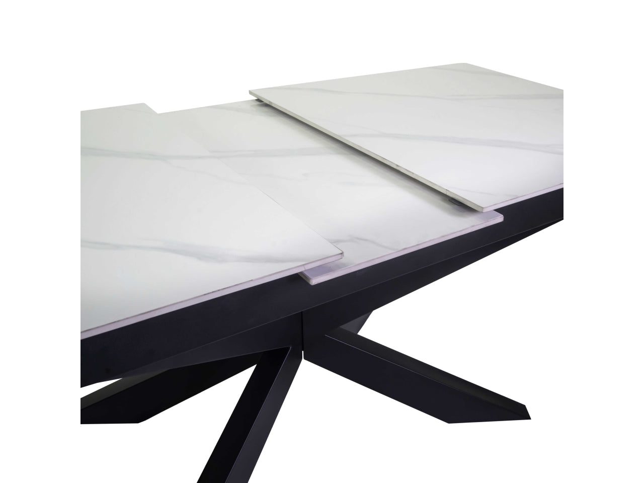 Tavolo metallo Pepper allungabile top bianco pietra sinterizzata 160/200x90xh.76cm