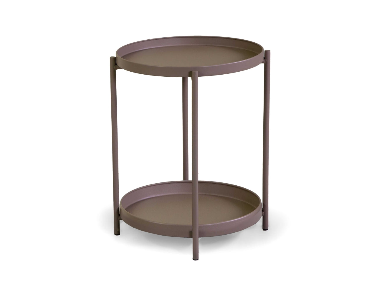 Tavolino metallo Hiro tortora tondo 2 piani d.40xh.50cm
