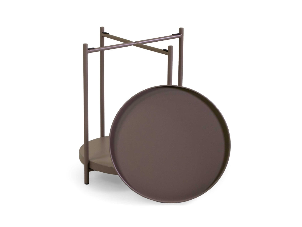 Tavolino metallo Hiro tortora tondo 2 piani d.40xh.50cm