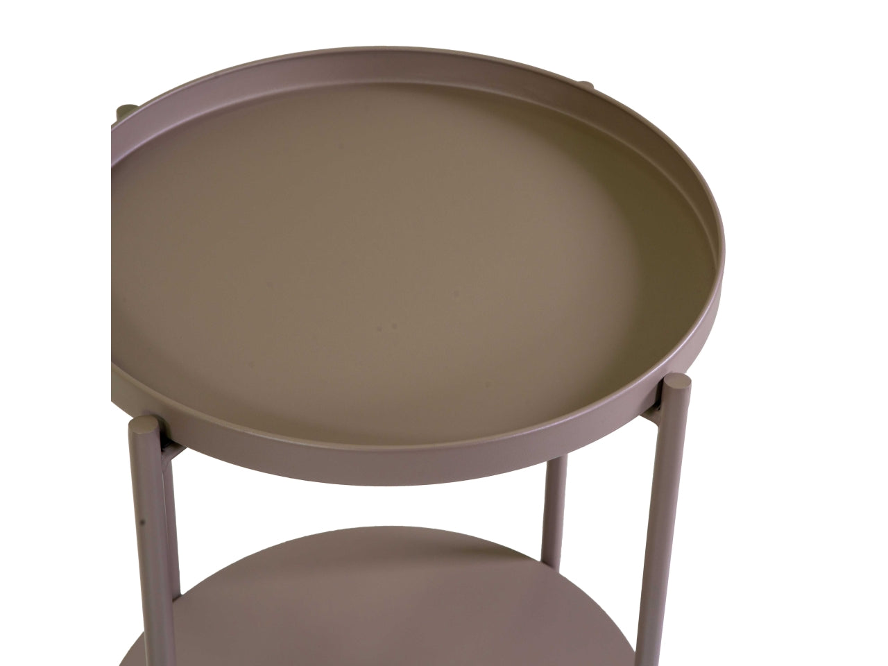 Tavolino metallo Hiro tortora tondo 2 piani d.40xh.50cm