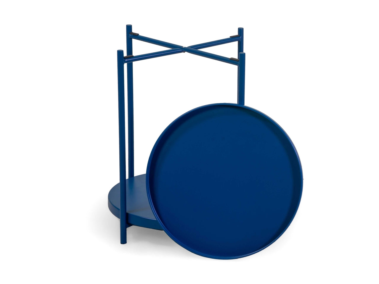 Tavolino metallo Hiro blu tondo 2 piani d.40xh.50cm