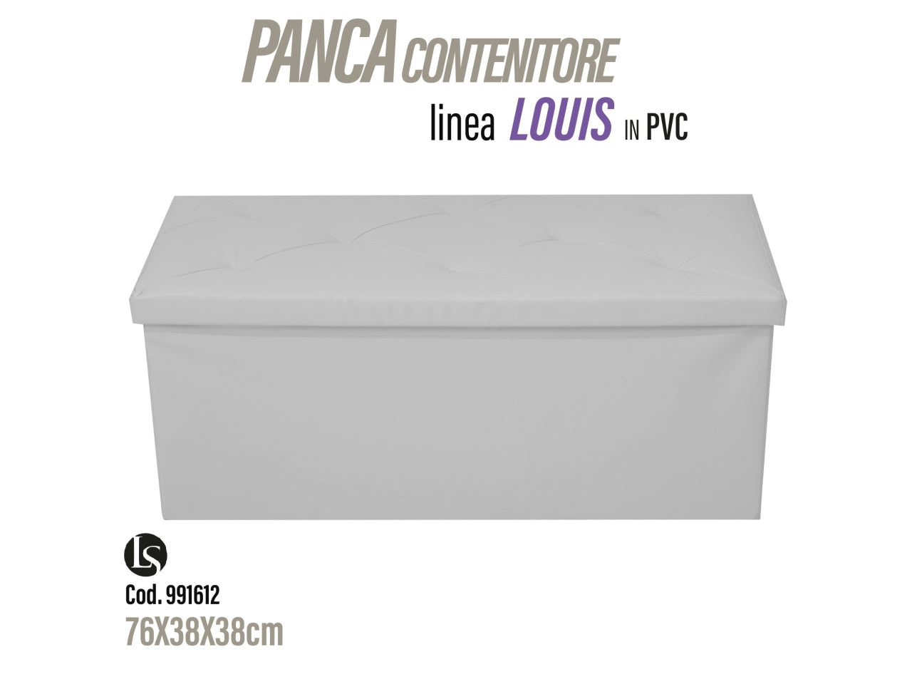 Uni pouf pvc 76x38x38cm di colore bianco