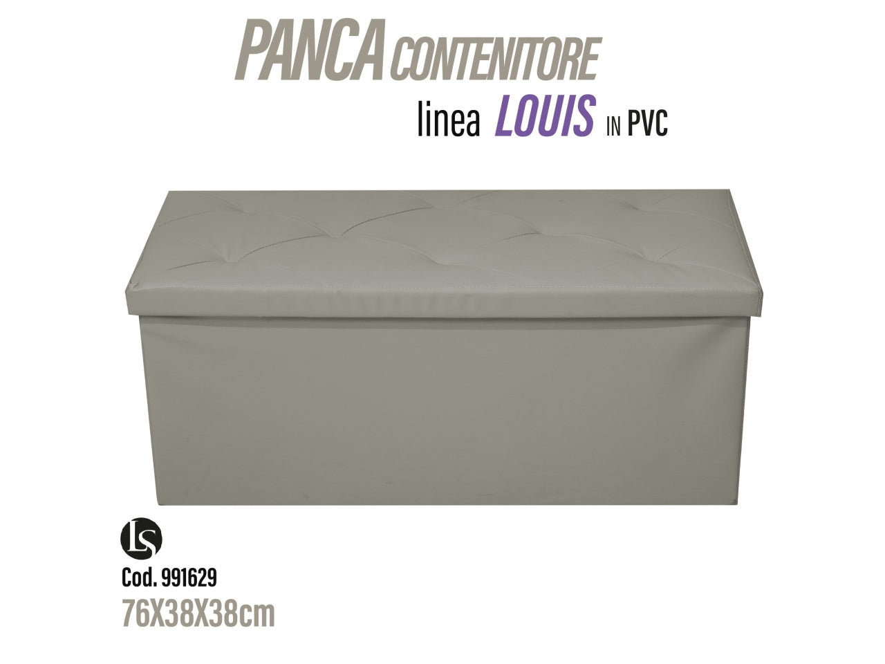 Uni pouf pvc 76x38x38cm di colore tortora
