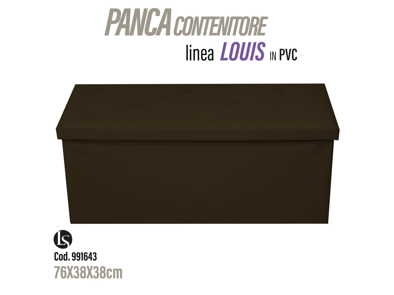 Uni pouf pvc 76x38x38cm di colore marrone
