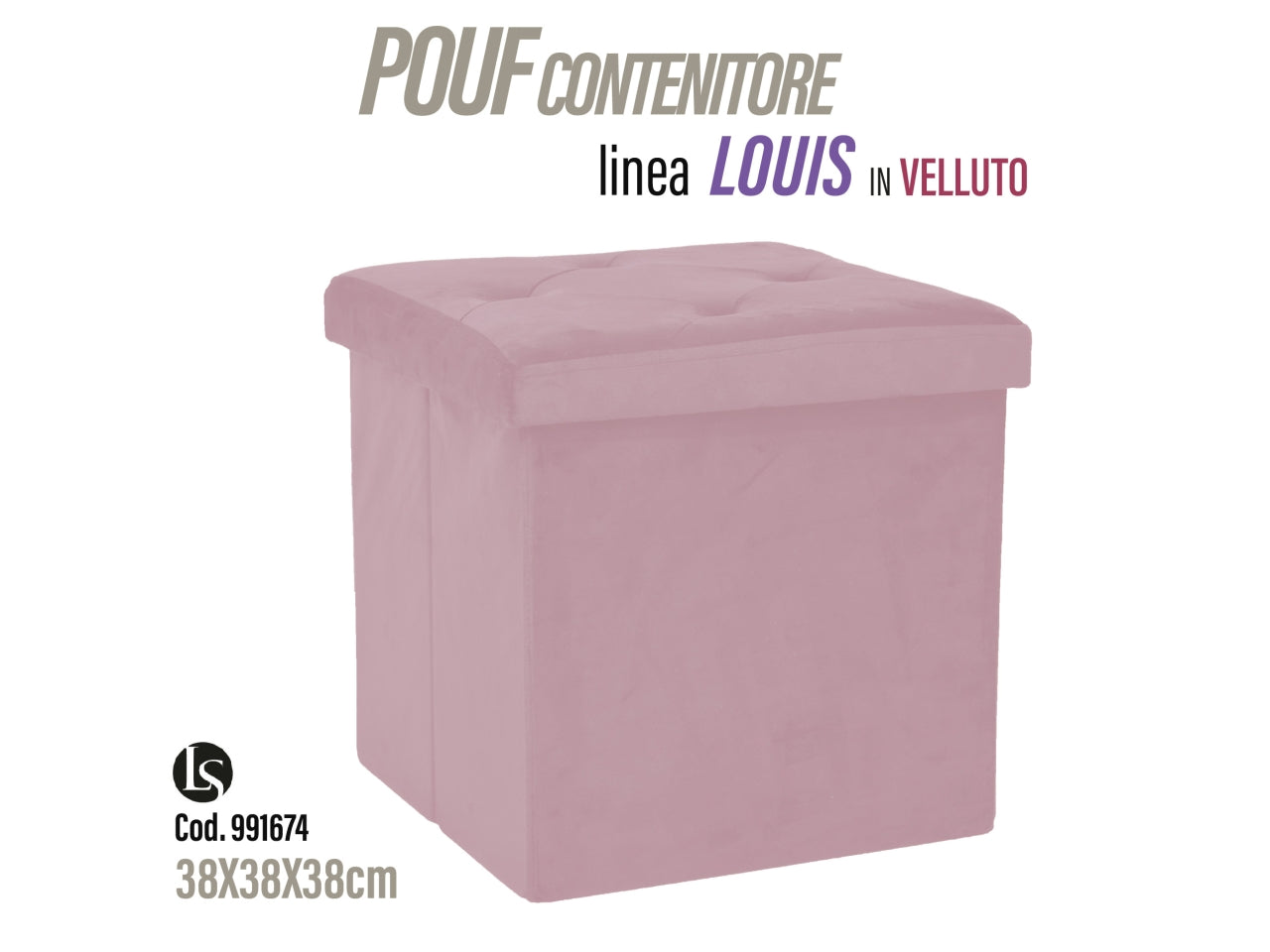 Uni pouf velluto 38x38x38cm di colore rosa