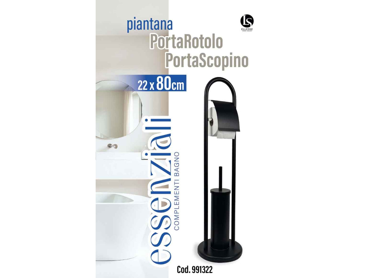 Lig portascopino e corta igenica di colore nero 22x80cm