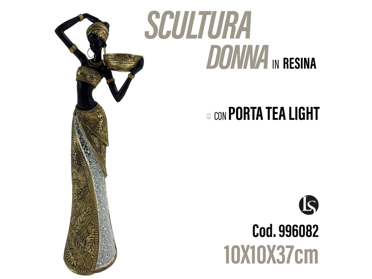 Sta Statua porta candela 10x10x37cm