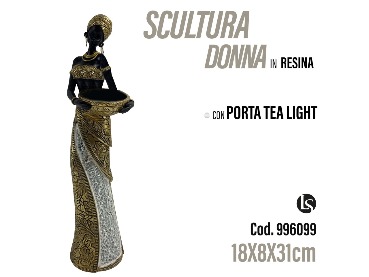 Sta Statua porta candela 10x8x31cm