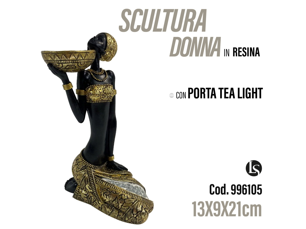 Sta Statua porta candela 13x9x21cm