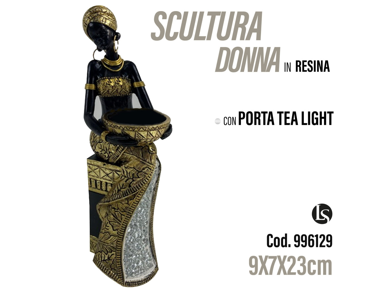 Sta Statua porta candela 9x7x23cm