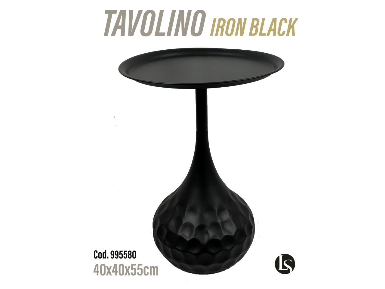 Nin tavolino metallo di colore nero 40x40x55cm