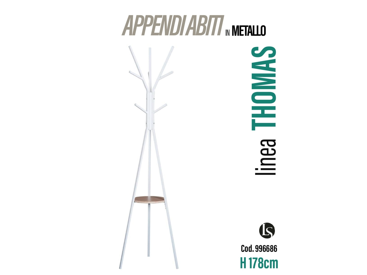 Appendi abiti metal 178cm di colore bianco