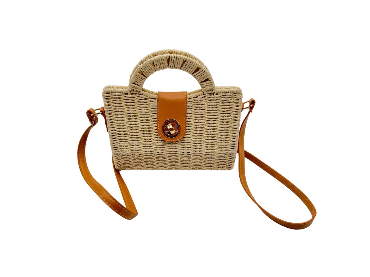 Borsa in paglia intrecciata con tracolla 29x9x16cm