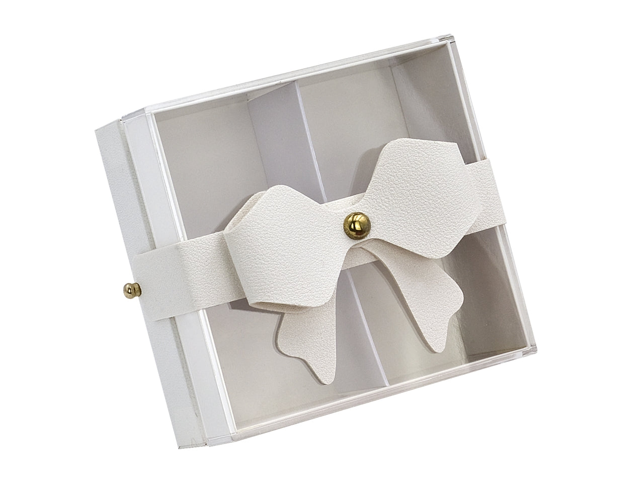 Scatola in cartone e plexiglass e divisorio 9,8x9,8x5,3cm avorio