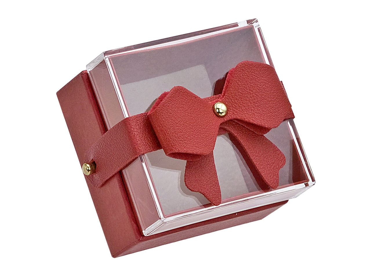 Scatola in cartone e plexiglass e divisorio 6,8x6,8x4,6cm rosso