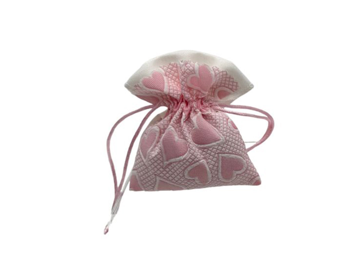 Sacchetto portaconfetti con cuori 9x11,5cm rosa
