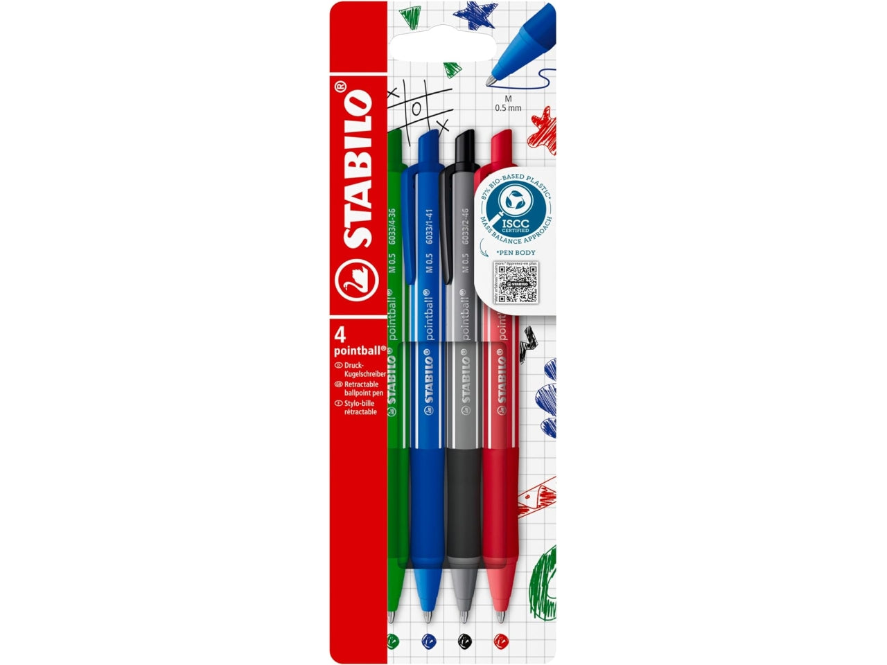 Stabilo Pointball colorful ultra la confezione contiene 4 pezzi in colori assortiti