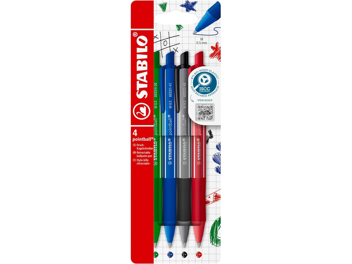 Stabilo Pointball colorful ultra la confezione contiene 4 pezzi in colori assortiti
