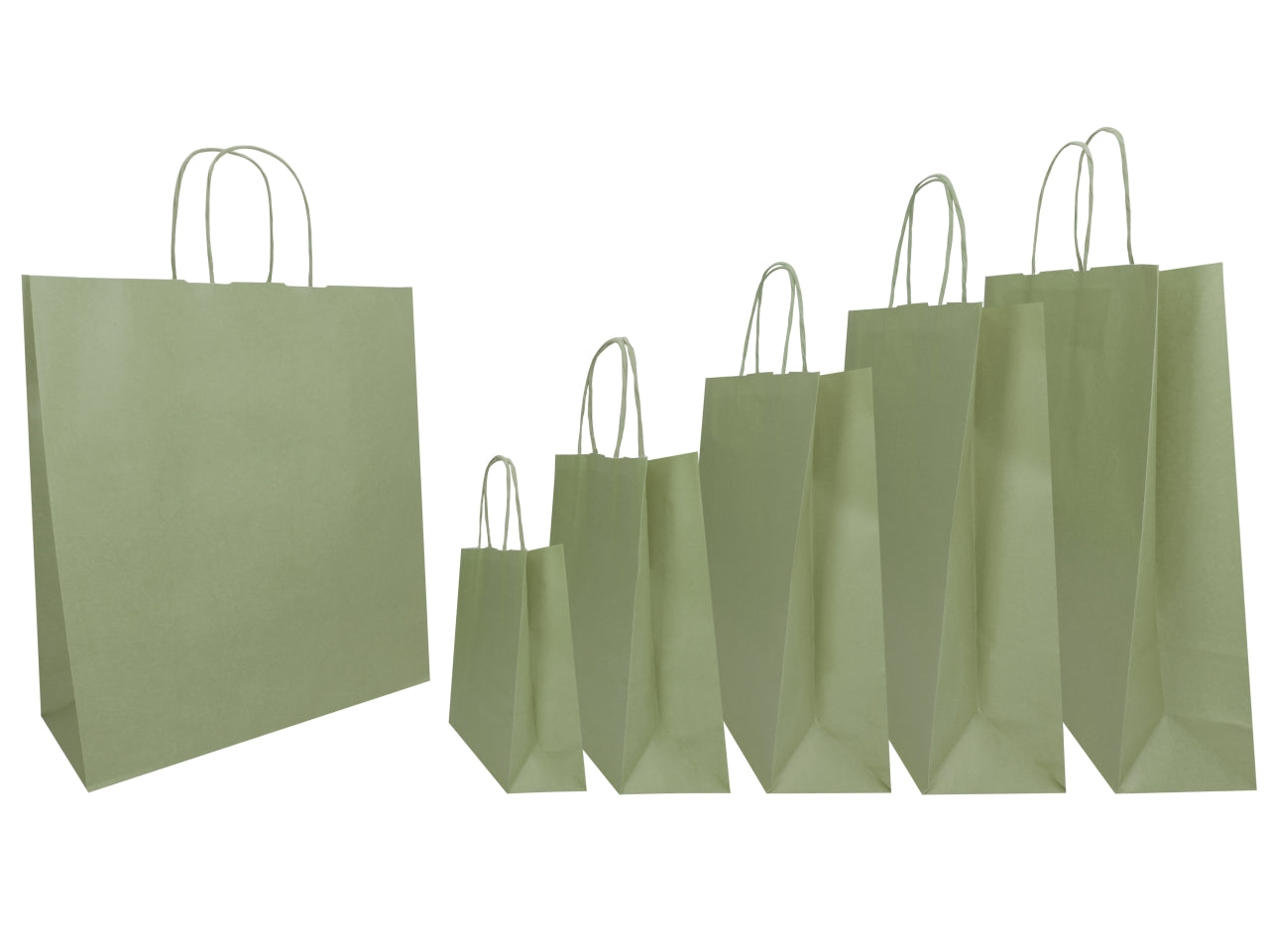 Busta Twisted di colore salvia misura 45x15x50cm