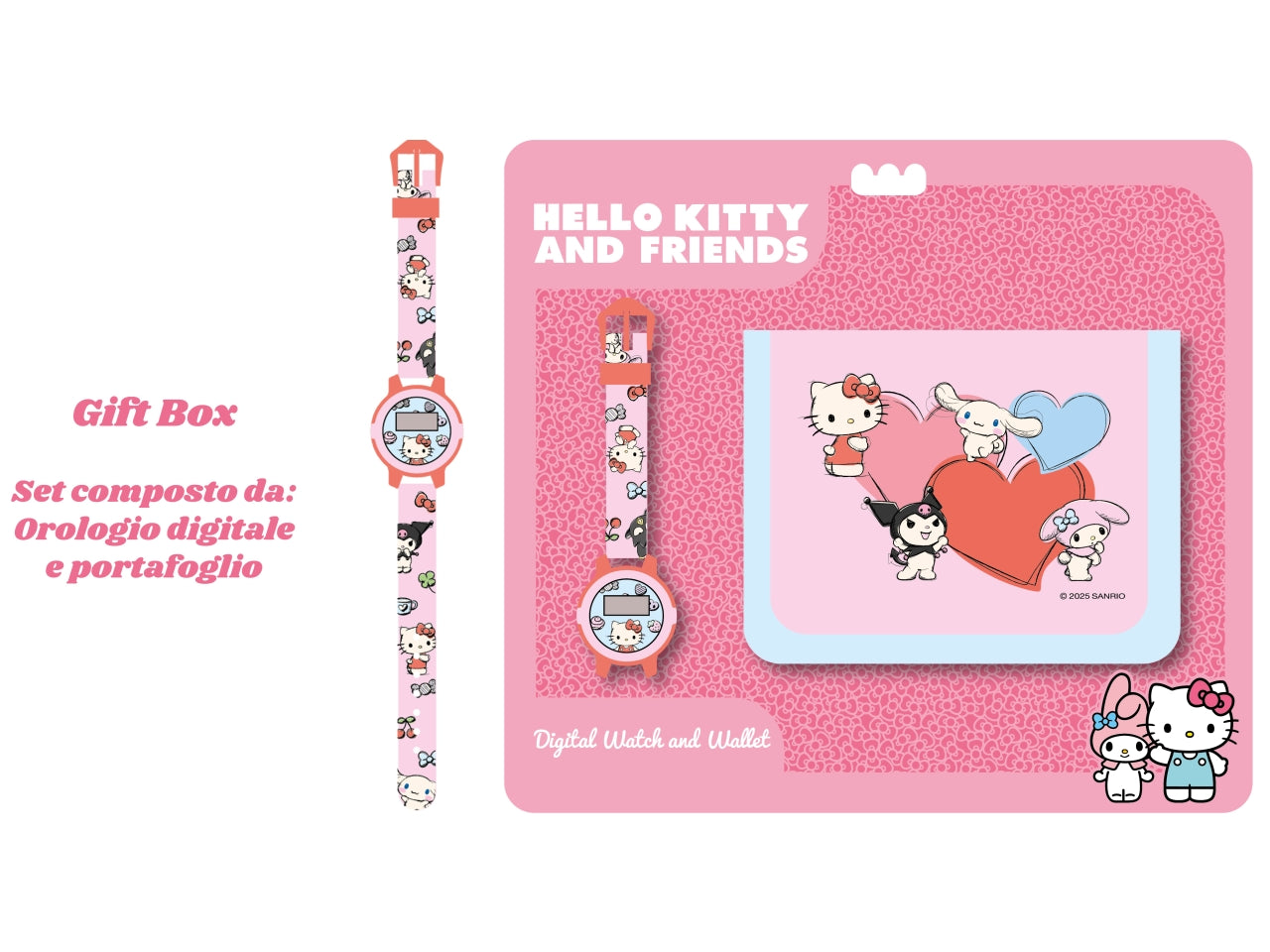 Hello kitty set orologio digitale e portafoglio