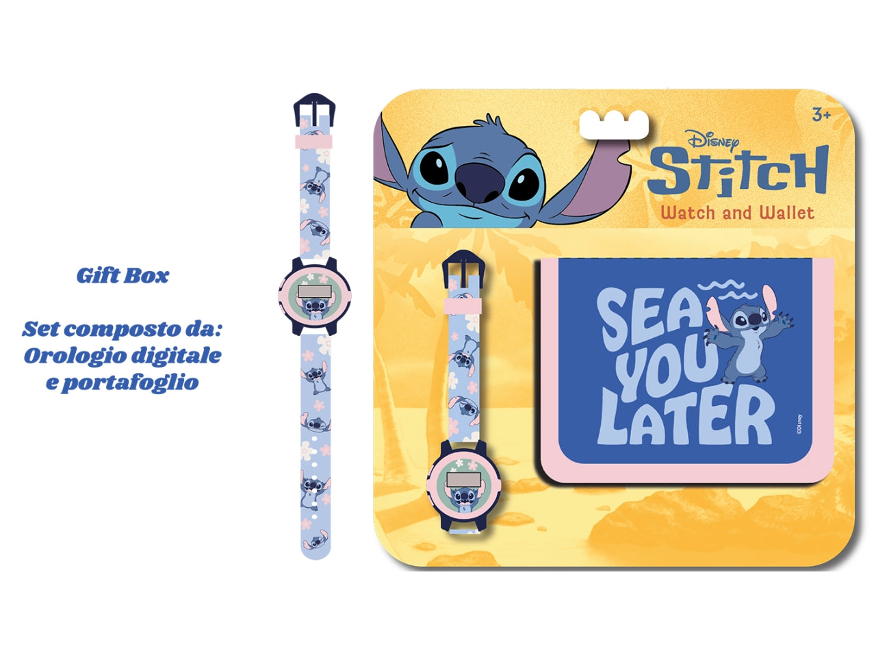 Stitch set orologio digitale e portafoglio