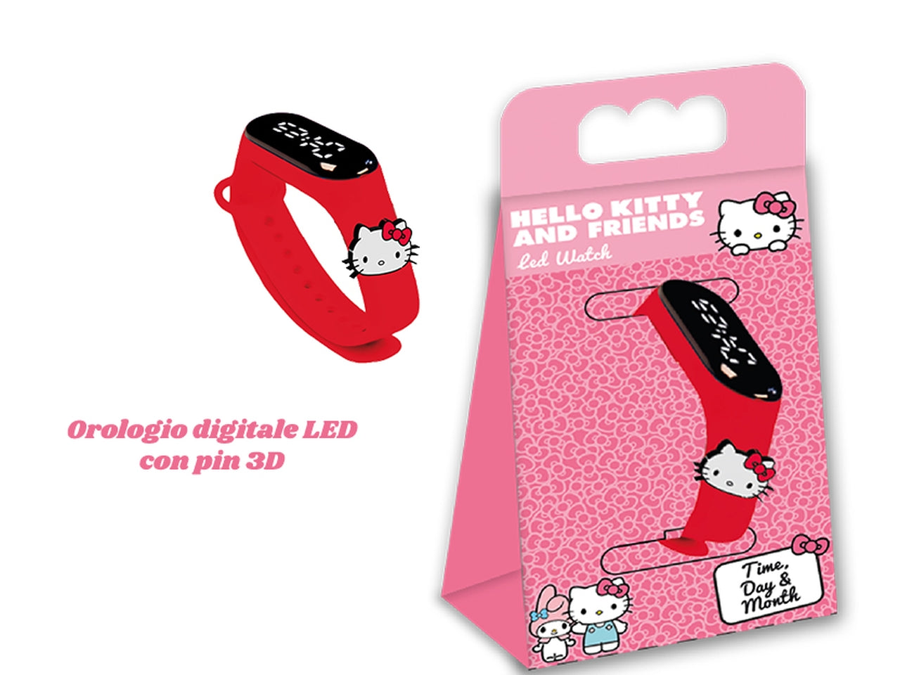 Hello kitty orologio digitale led con pin 3d