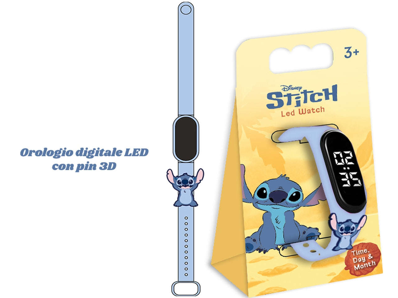 Stitch orologio digitale led con pin 3d