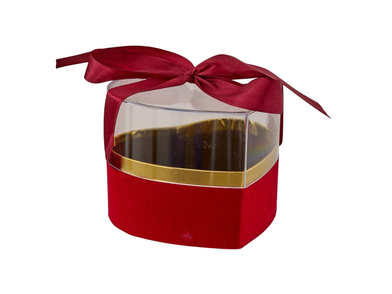 Scatola cuore con nastro rosso 14,5x11,5cm