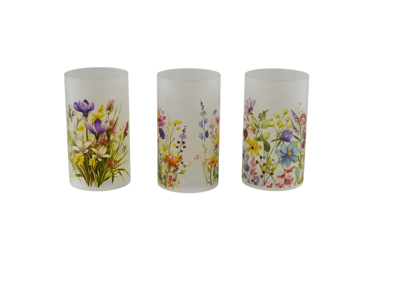 Lume in vetro decorato con fiori 9x16cm, 3 assortimenti