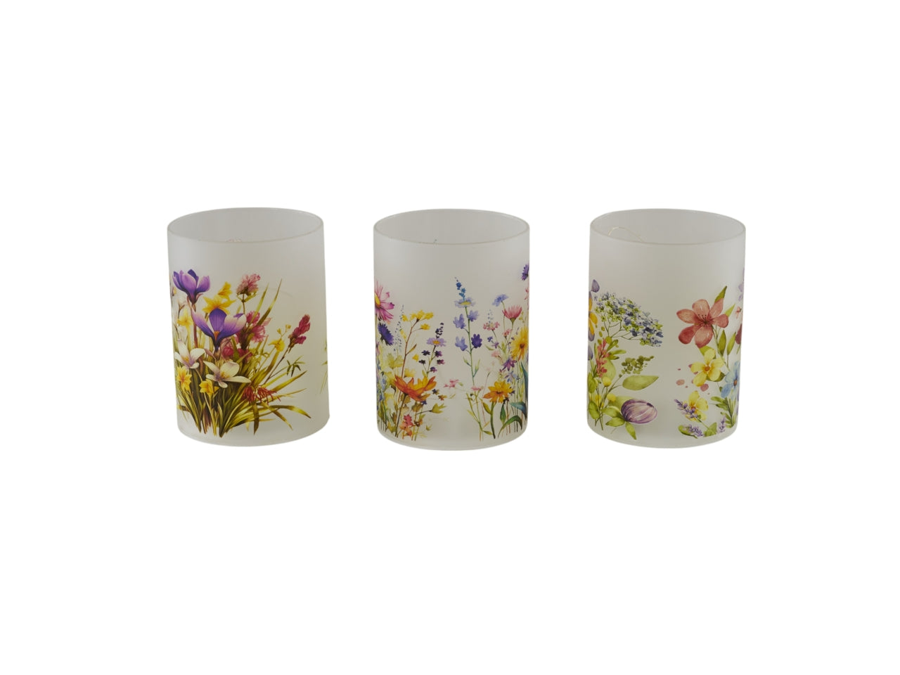 Lume in vetro decorato con fiori 9x12cm, 3 assortimenti