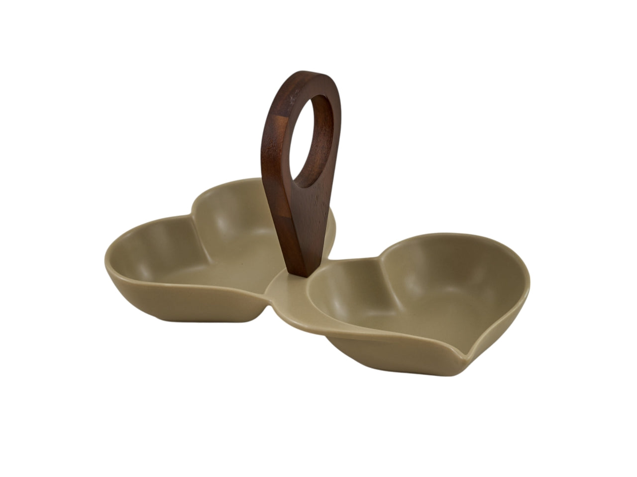 Grey antipastiera 2cuori con manico in legno 23cm