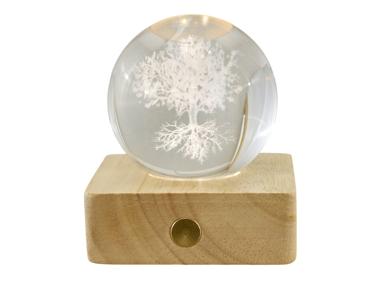 Sfera lampada led con albero su base quadrata 6x8cm