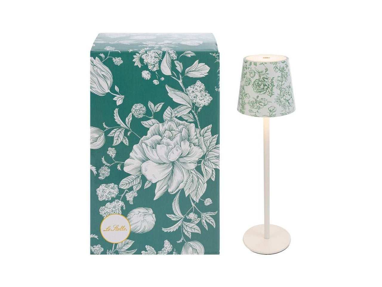 Tolie lampada da tavolo touch con cappa a fantasia verde 11xh.38cm