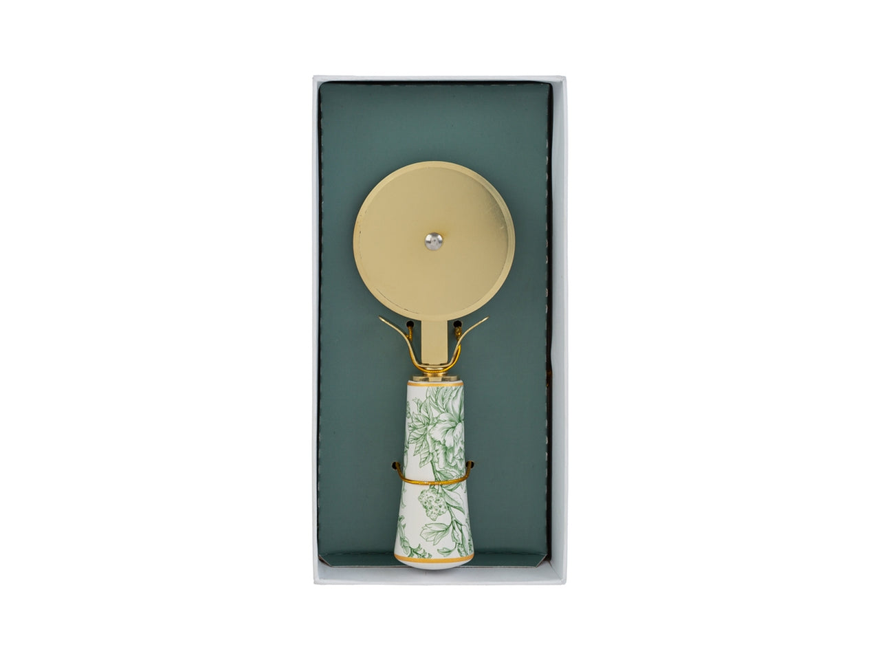 Taglia pizza 15cm con manico a fantasia verde