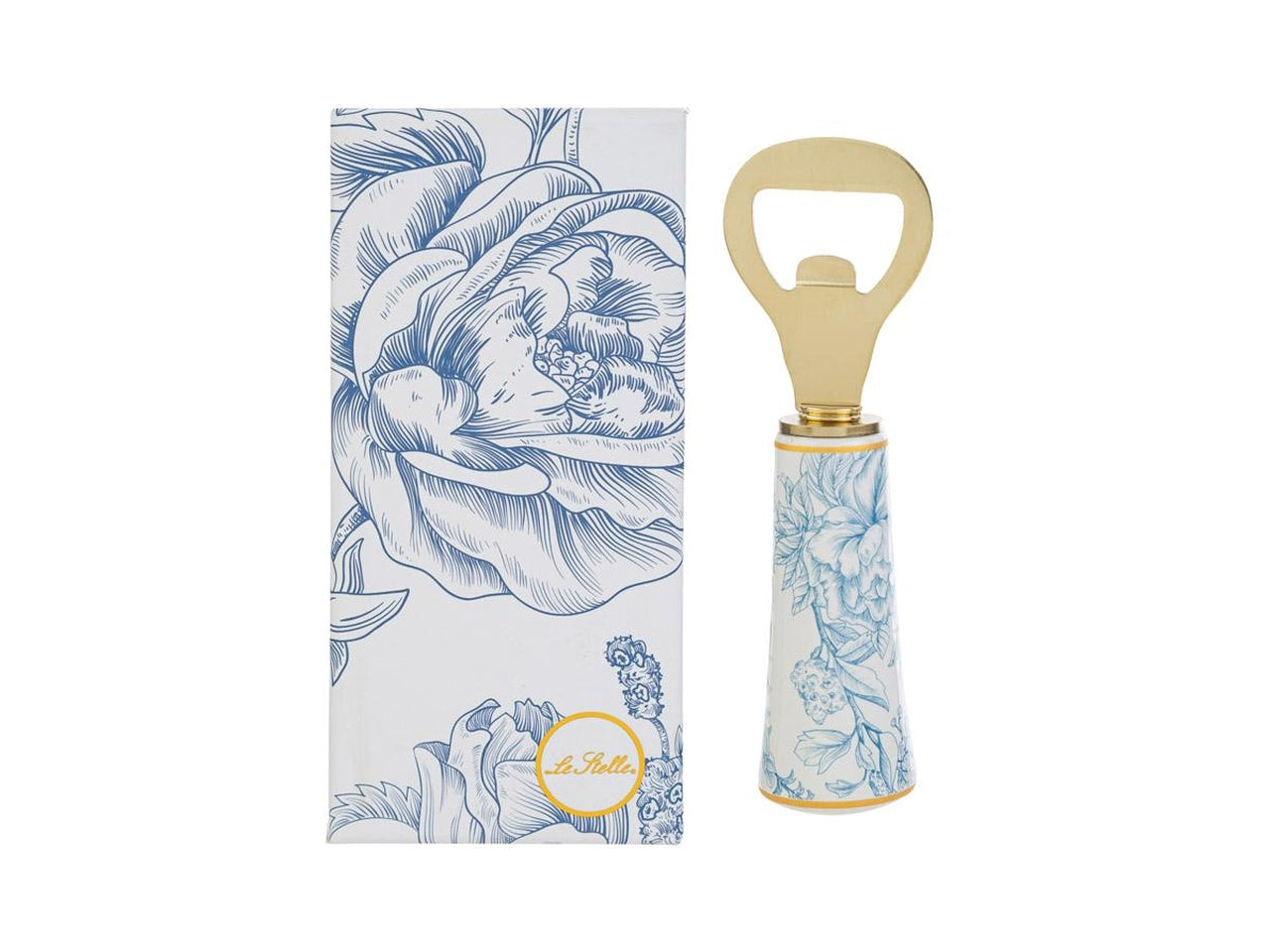 Apribottiglie 12cm con manico a fantasia celeste