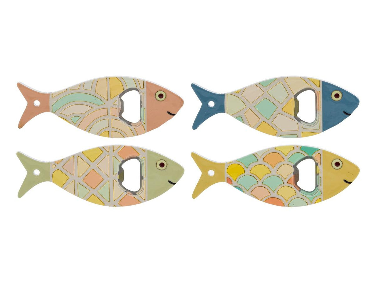 Apribottiglia pesciolino con calamita 14,5x5,5cm in 4 colori assortiti