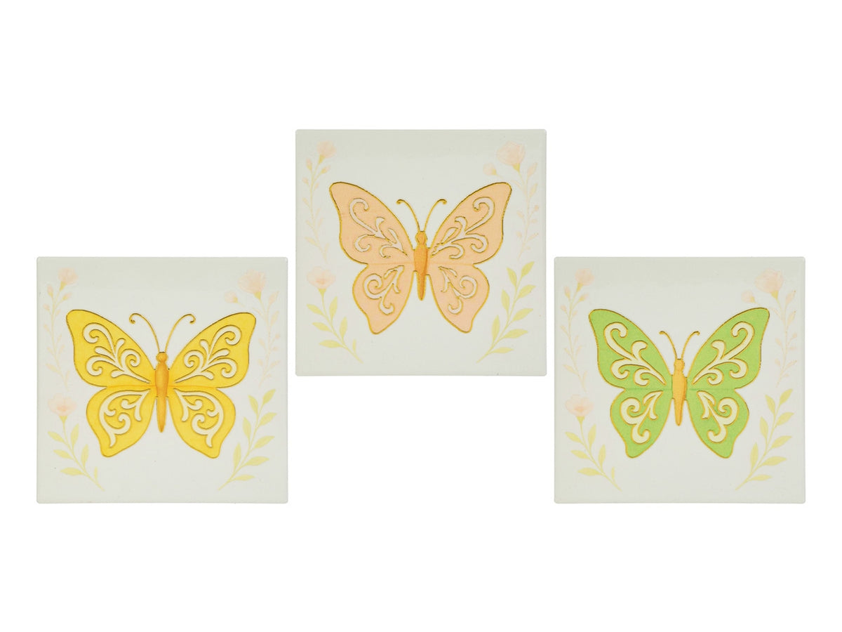 Sottopentola in ceramica con decoro farfalla 15x15cm in 3 assortimenti