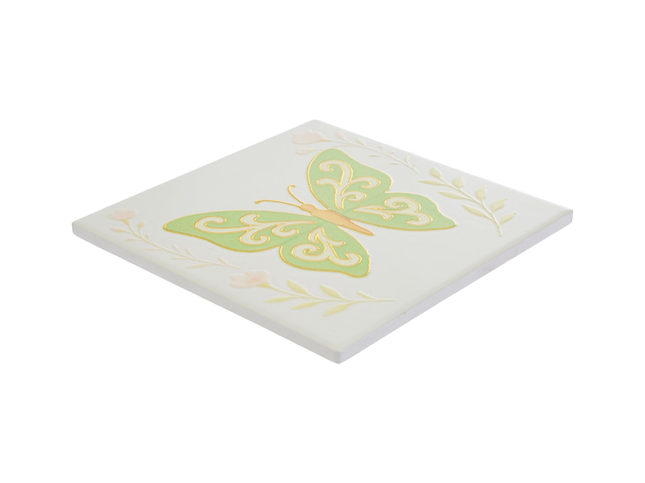 Sottopentola in ceramica con decoro farfalla 15x15cm in 3 assortimenti