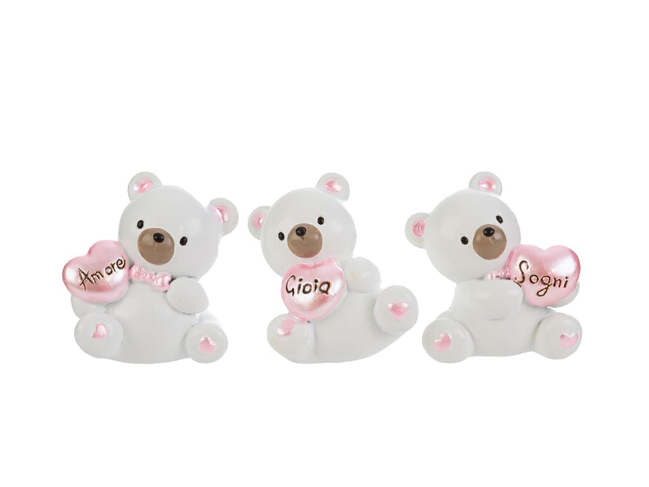 Orsetto in resina 4x3xh.5cm rosa, in 3 modelli assortiti