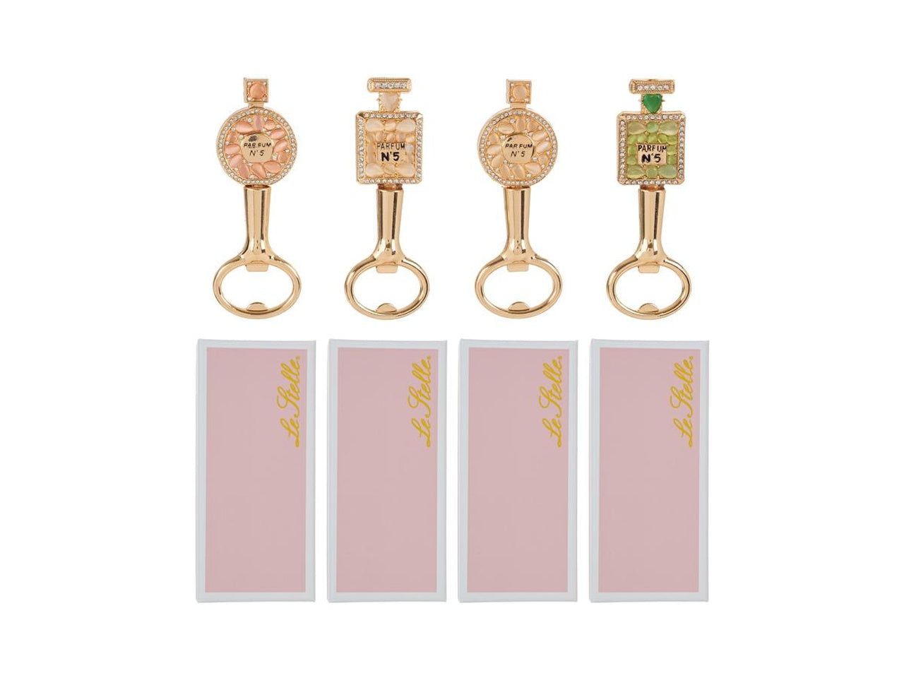 Apribottiglie parfum 3,5x10,5cm con scatola in 4 modelli assortiti