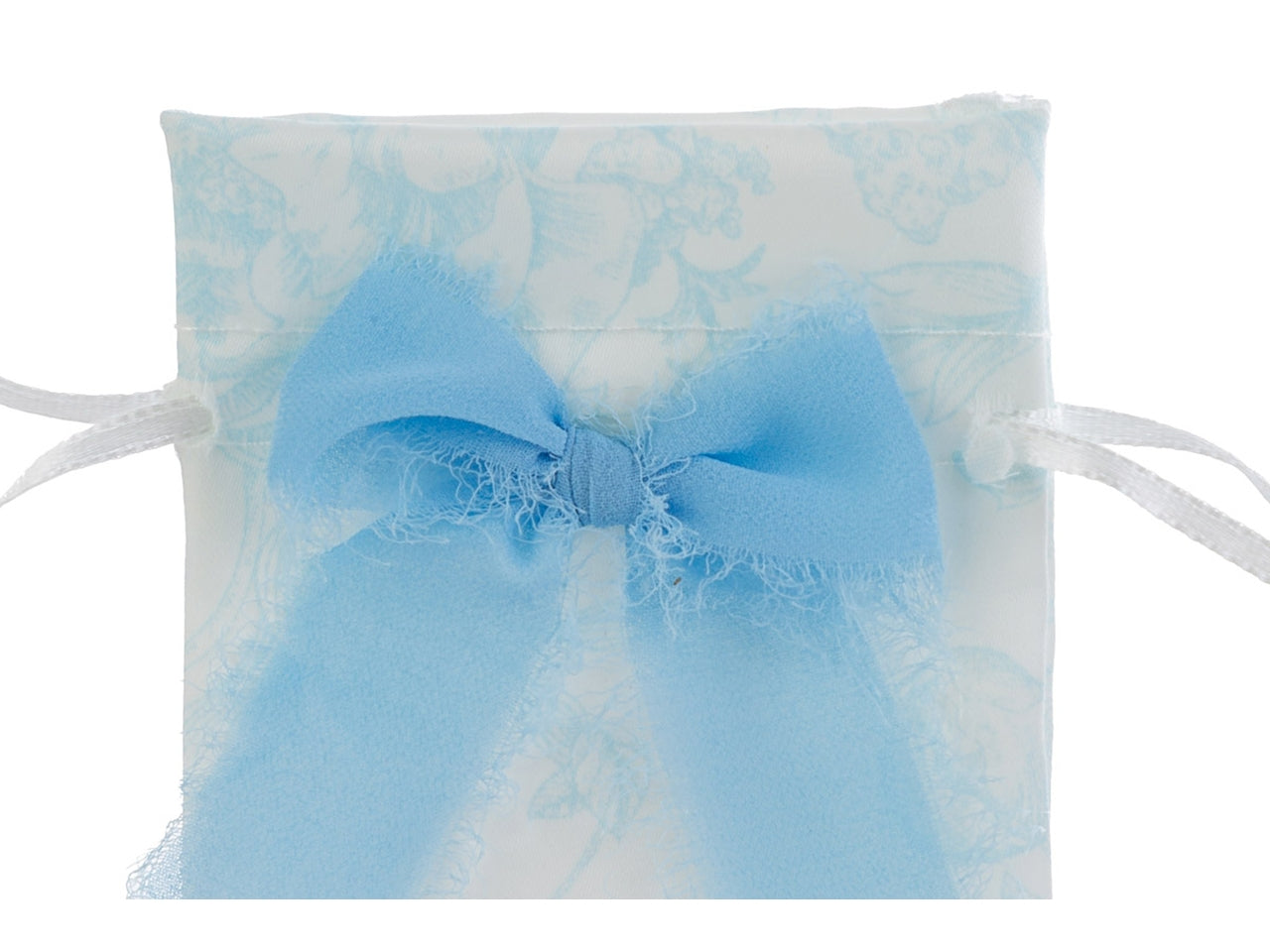 Toile de jouy sacchetto fantasia in raso 8x10cm celeste