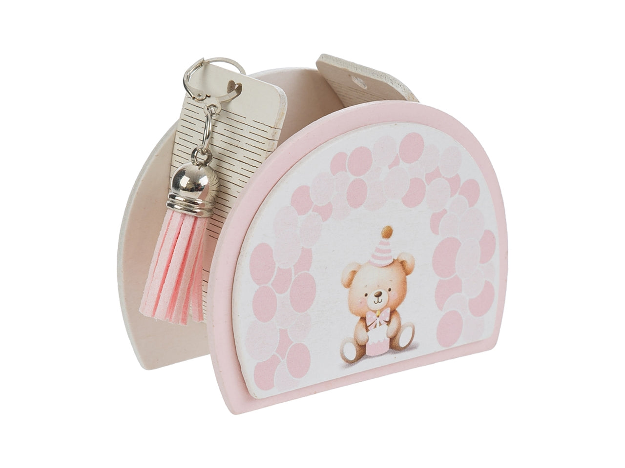 Scatolina legno orsetto 8x4,5x6,5cm rosa