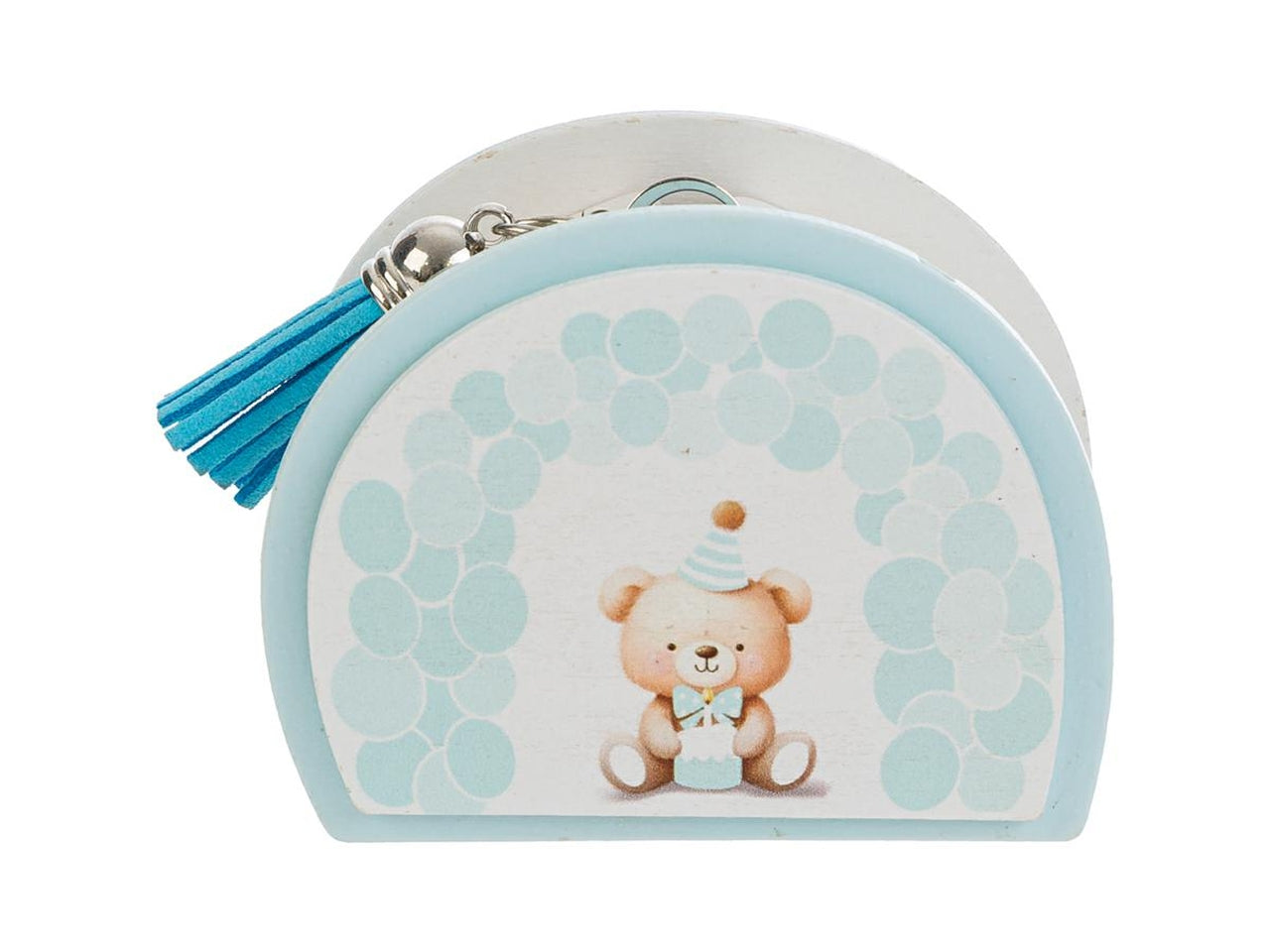 Scatolina legno orsetto 8x4,5x6,5cm celeste