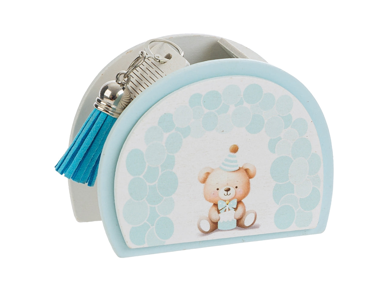 Scatolina legno orsetto 8x4,5x6,5cm celeste