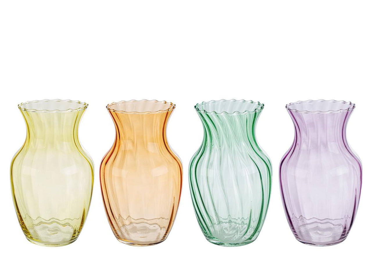 Vaso vetro 12,5x12,5xh.20cm in 4 colori assortiti