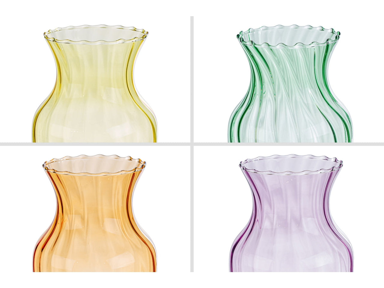 Vaso vetro 12,5x12,5xh.20cm in 4 colori assortiti
